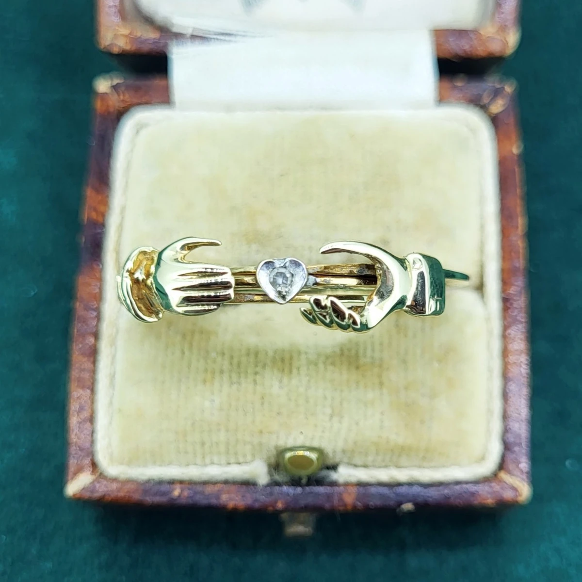 Valentine’s gold Claddagh style ring in presentation box