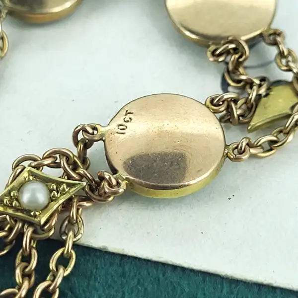 Antique Rose Gold Bracelet with Shamrocks-10ct-rose-gold-shamrock-bracelet.webp