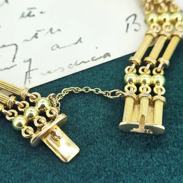 Edwardian Antique 15ct Gold Gate Bracelet-15ct-edwardian-bracelet-ball-and-column-style.webp