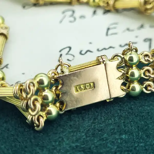 Edwardian Antique 15ct Gold Gate Bracelet-15ct-edwardian-bracelet-ball-and-column-style.webp