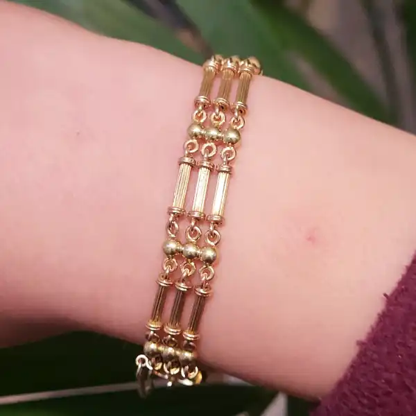 Edwardian Antique 15ct Gold Gate Bracelet-15ct-edwardian-bracelet-ball-and-column-style.webp