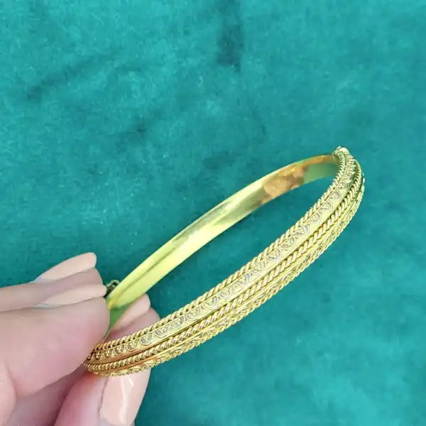 Date 1902! Antique 15ct Gold Bangle-15ct-gold-antique-filagree-bangle.webp