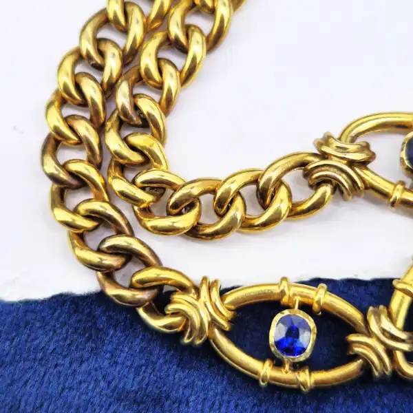 Date 1904! 15ct Gold Sapphire & Diamond Bracelet-15ct-sapphire-and-diamond-bracelet-with-padlock.webp