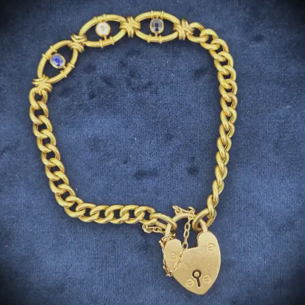  Thumbnail of Date 1904! 15ct Gold Sapphire & Diamond Bracelet