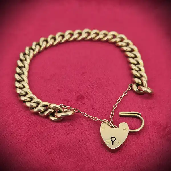 15ct-yellow-gold-antique-charm-bracelet-heart-padlock -bracelets