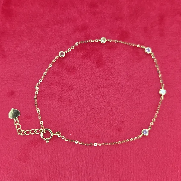 18ct Gold Diamond & Pink Sapphire Bracelet- Front View 