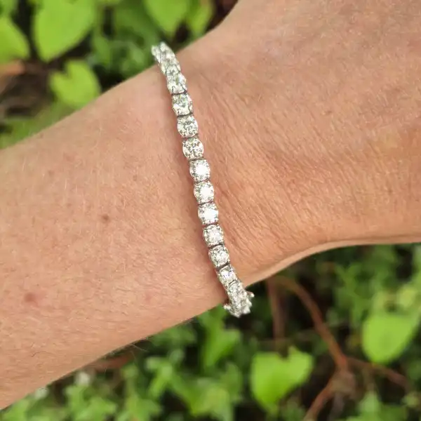 Diamond Tennis Bracelet - 10ct Diamond Content-18ct-white-gold-tennis-bracelet-weighing-10cts.webp