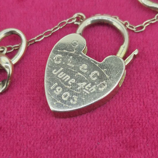 Gorgeous Antique 9ct Gold Fancy Charm/Gate Bracelet- Crown View 