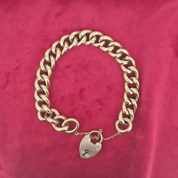 Antique 9ct Charm Bracelet-9ct-gold-antique-charm-bracelet-with-padlock.webp