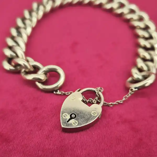 Antique 9ct Charm Bracelet-9ct-gold-antique-charm-bracelet-with-padlock.webp