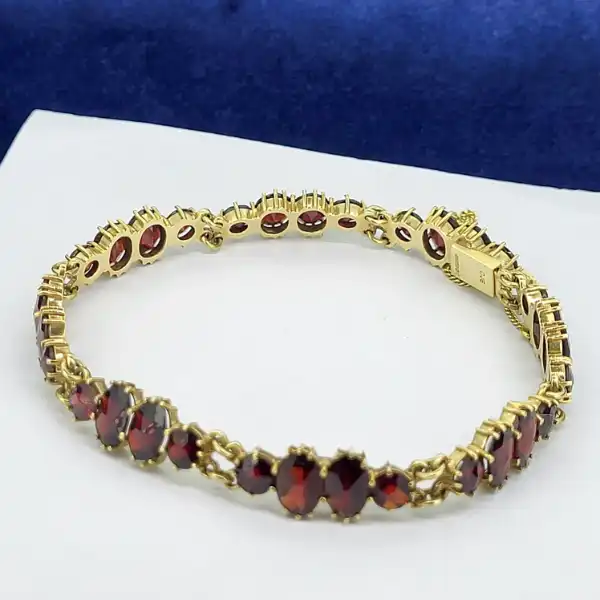 Fancy Garnet Bracelet in 9ct Gold-9ct-gold-garnet-bracelet-with-safety-chain.webp