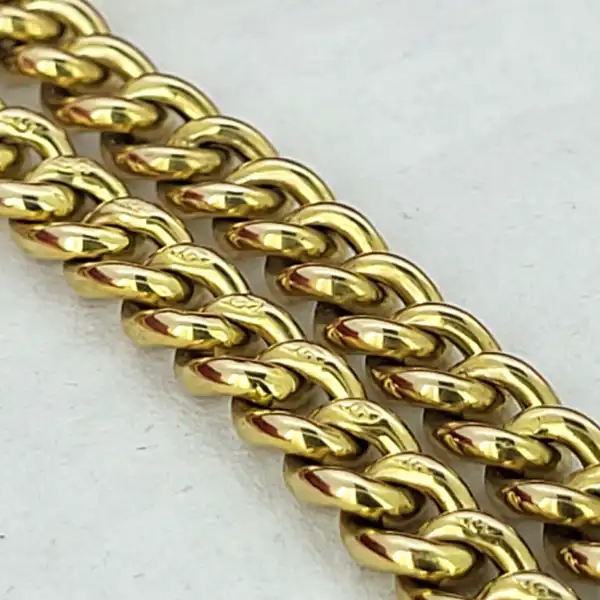Hollow 9ct Gold Double Albert Bracelet in Yellow Gold-9ct-gold-hollow-curb-albert-bracelet-2-row.webp