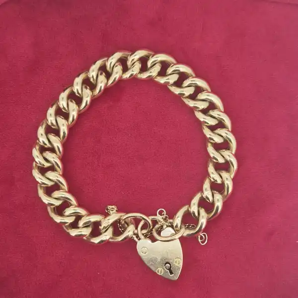 Chunky 9ct Yellow Gold Charm Bracelet-9ct-gold-polished-chunky-charm-bracelet.webp