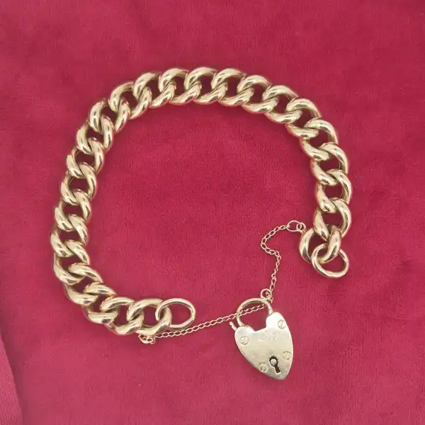 Chunky 9ct Yellow Gold Charm Bracelet-9ct-gold-polished-chunky-charm-bracelet.webp