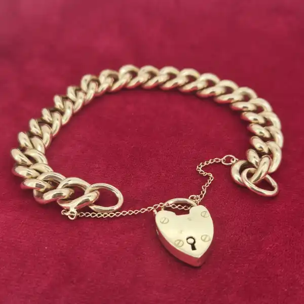 Chunky 9ct Yellow Gold Charm Bracelet-9ct-gold-polished-chunky-charm-bracelet.webp