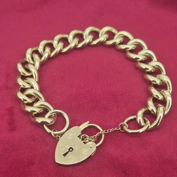 Vintage Solid Yellow Gold Charm Bracelet - 75grams-9ct-gold-vintage-chunky-bracelet.webp