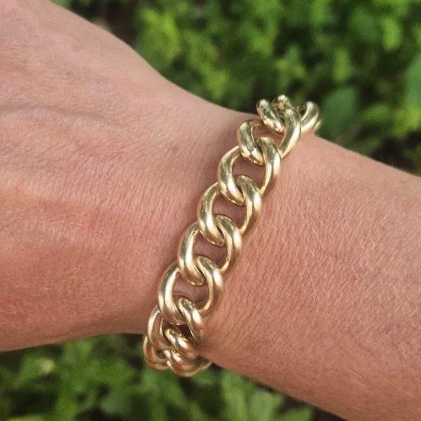 Vintage Solid Yellow Gold Charm Bracelet - 75grams-9ct-gold-vintage-chunky-bracelet.webp