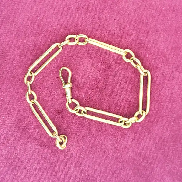 9ct Yellow Gold Paperclip Figaro Bracelet-9ct-paperclip-figaro-bracelet.webp