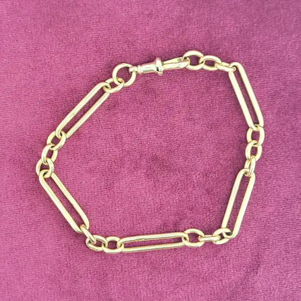 9ct Yellow Gold Paperclip Figaro Bracelet-9ct-paperclip-figaro-bracelet.webp