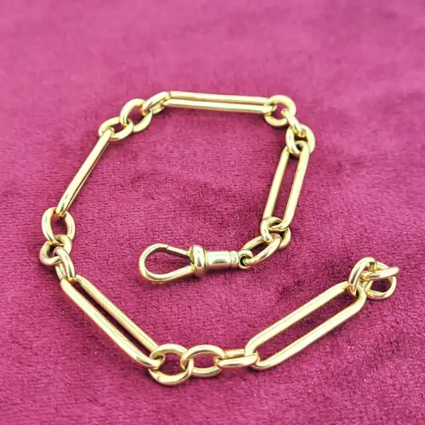 9ct Yellow Gold Paperclip Figaro Bracelet-9ct-paperclip-figaro-bracelet.webp