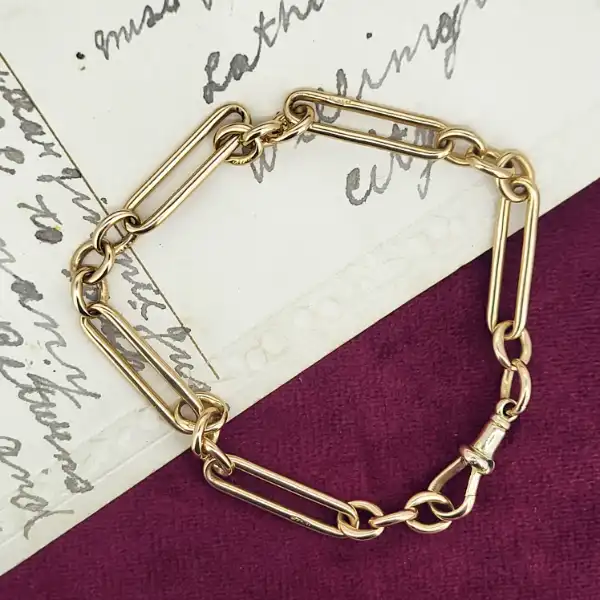 9ct Yellow Gold Paperclip Figaro Bracelet-9ct-paperclip-figaro-bracelet.webp