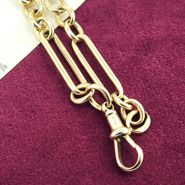 9ct Yellow Gold Paperclip Figaro Bracelet-9ct-paperclip-figaro-bracelet.webp