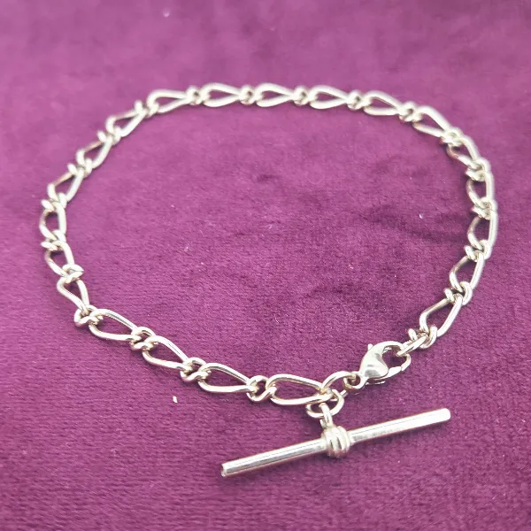 9ct Rose Gold Fancy Bracelet with T-Bar- Side View 