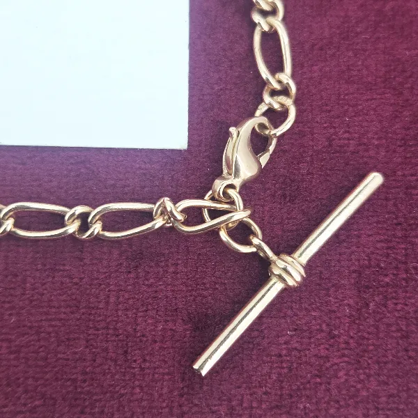 9ct Rose Gold Fancy Bracelet with T-Bar- Front View 