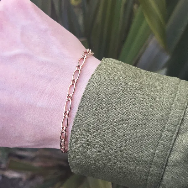 9ct Rose Gold Fancy Bracelet with T-Bar- Reverse Angle 