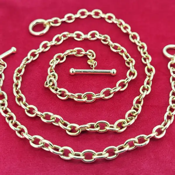 9ct Yellow Gold T Bar Bracelet with Matching Necklace-9ct-trace-link-tbar-bracelet-with-necklace.webp