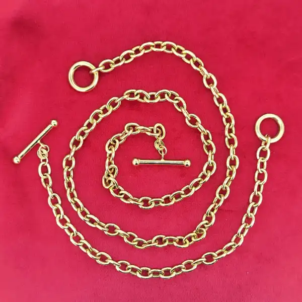 9ct Yellow Gold T Bar Bracelet with Matching Necklace-9ct-trace-link-tbar-bracelet-with-necklace.webp