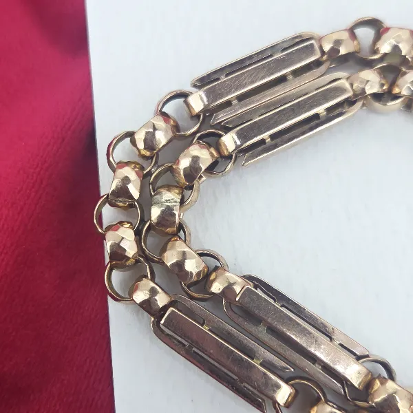 Fancy Antique Yellow Gold Bracelet with Padlock- Close Up 