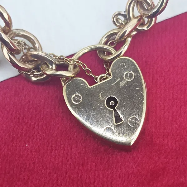 Fancy Antique Yellow Gold Bracelet with Padlock- Reverse Angle 