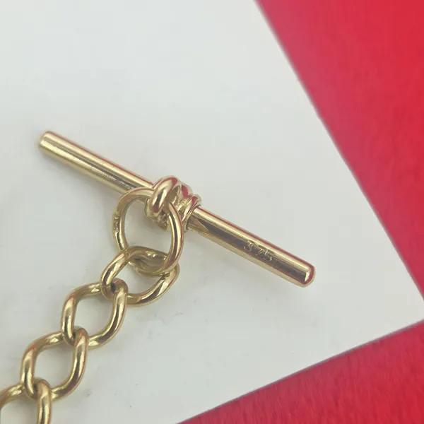 9ct Yellow Gold Curb Bracelet with T-Bar- Reverse Angle 