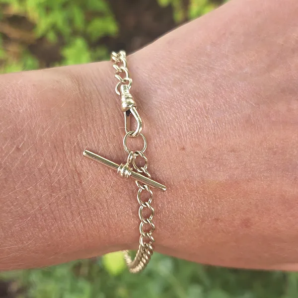 9ct Yellow Gold Curb Bracelet with T-Bar-Original 