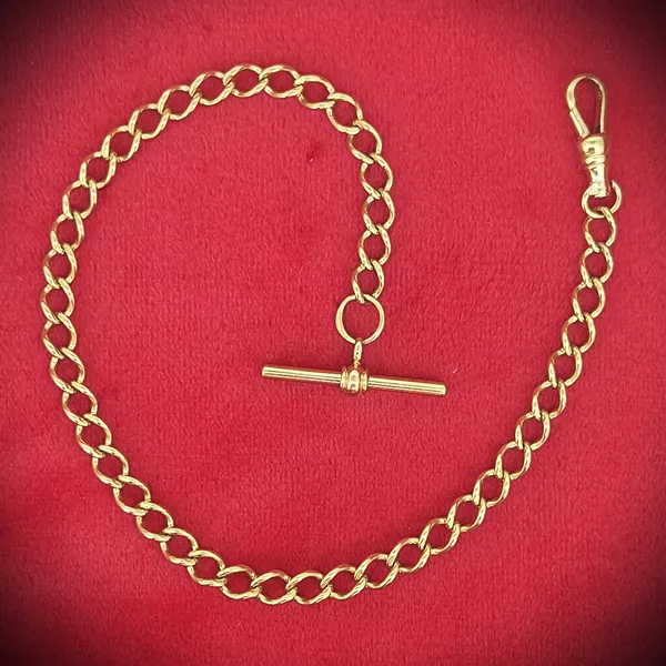 9ct Yellow Gold Curb Bracelet with T-Bar