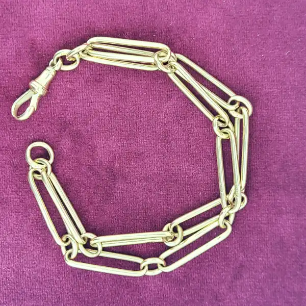 9ct Gold Antique Double Paperclip Albert Bracelet-9ct-yellow-gold-double-paperclip-albert-bracelet.webp