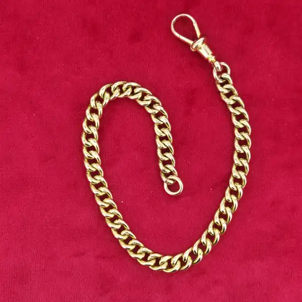 Hollow Antique 9ct Yellow Gold Albert Bracelet-9ct-yellow-gold-hollow-albert-bracelet-with-swivel.webp