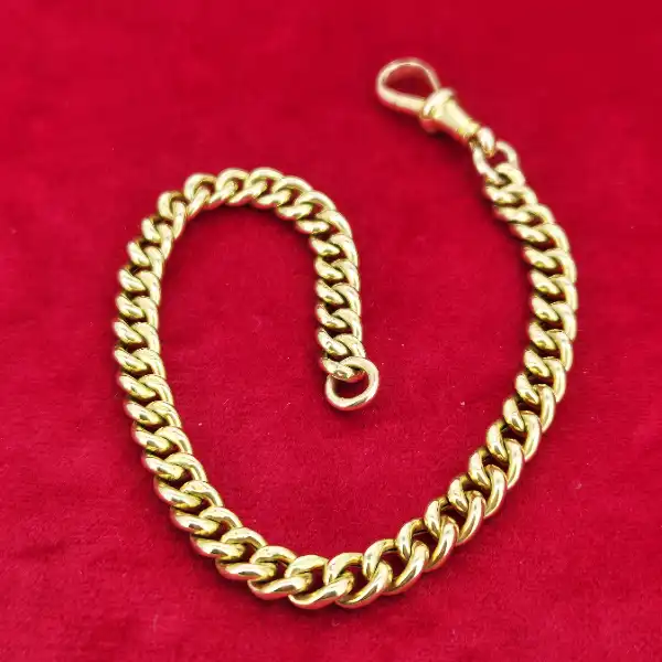 Hollow Antique 9ct Yellow Gold Albert Bracelet-9ct-yellow-gold-hollow-albert-bracelet-with-swivel.webp