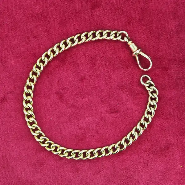 Hollow Antique 9ct Yellow Gold Albert Bracelet-9ct-yellow-gold-hollow-albert-bracelet-with-swivel.webp