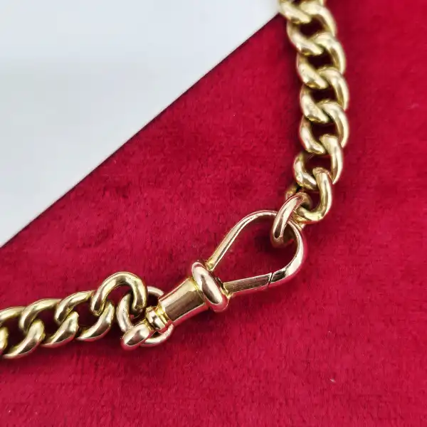 Hollow Antique 9ct Yellow Gold Albert Bracelet-9ct-yellow-gold-hollow-albert-bracelet-with-swivel.webp