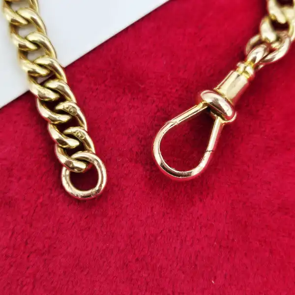 Hollow Antique 9ct Yellow Gold Albert Bracelet-9ct-yellow-gold-hollow-albert-bracelet-with-swivel.webp