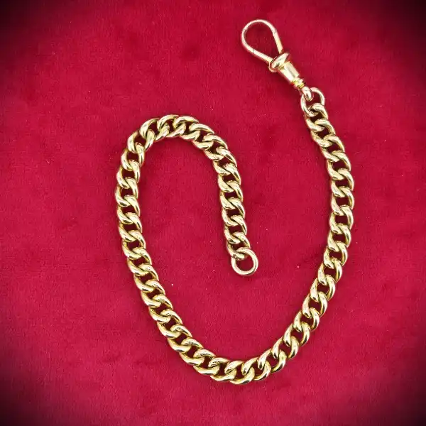  Thumbnail of Hollow Antique 9ct Yellow Gold Albert Bracelet