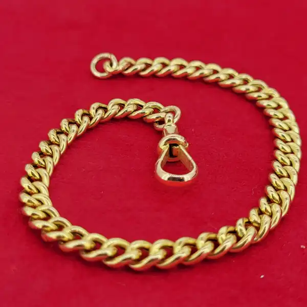 Hollow 9ct Yellow Gold Albert Bracelet-9ct-yellow-gold-hollow-curb-albert-bracelet.webp