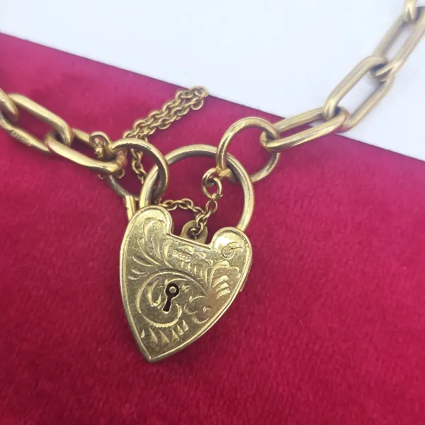 Antique 9ct Yellow Gold Fancy Charm Bracelet-9ct-yellow-gold-paperclip-link-charm-bracelet.webp
