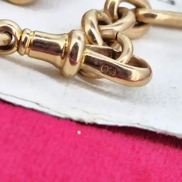Antique 9ct Yellow Gold Trombone Link Bracelet-9ct-yellow-gold-trombone-albert-bracelet-with-tbar.webp