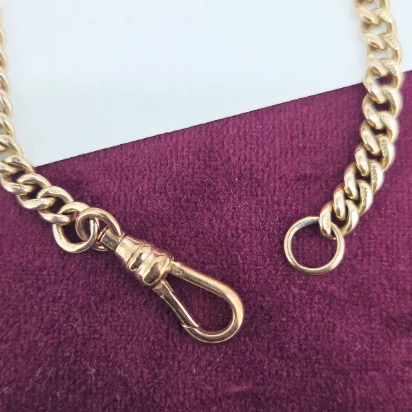 Antique 9ct Rose Gold Albert Bracelet-albert-bracelet-in-rose-gold-with-swivel.webp