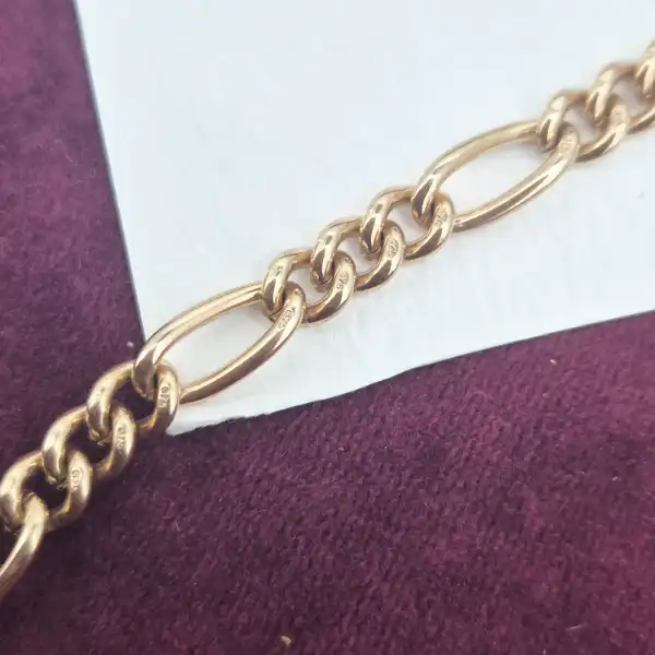 Antique 9ct Rose Gold Albert Figaro Bracelet with T-Bar-antique-figaro-albert-bracelet-with-tbar.webp
