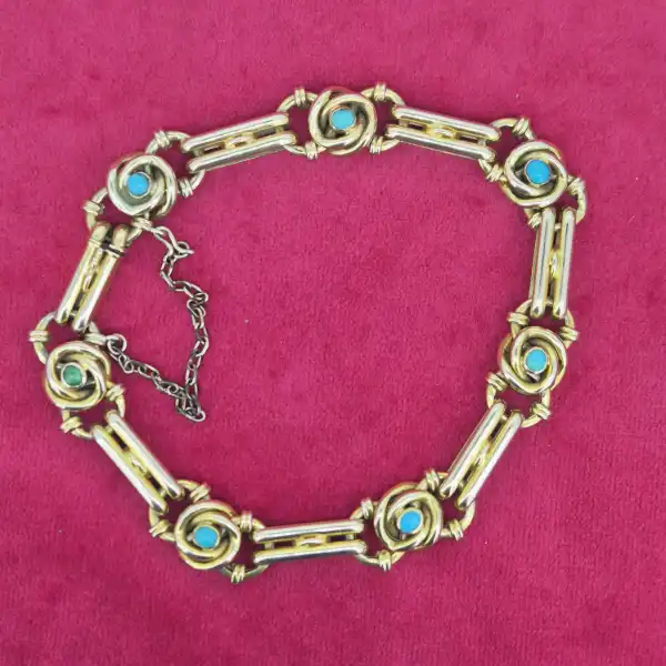 Antique Yellow Gold Turquoise Bracelet-antique-turquoise-bracelet-in-yellow-gold.webp