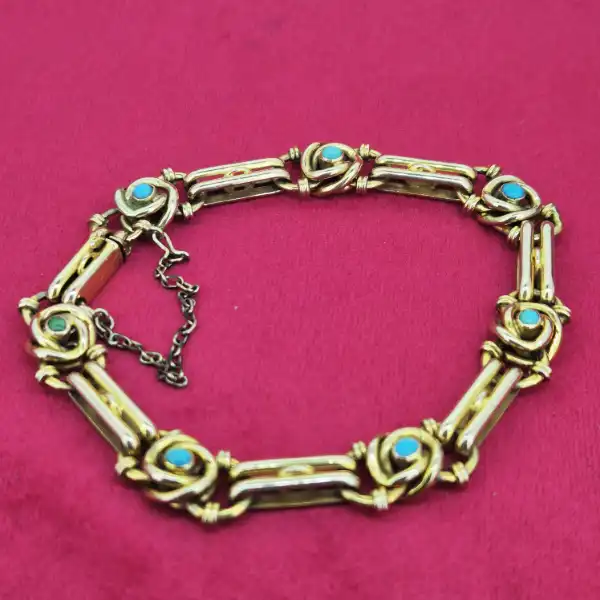 Antique Yellow Gold Turquoise Bracelet-antique-turquoise-bracelet-in-yellow-gold.webp